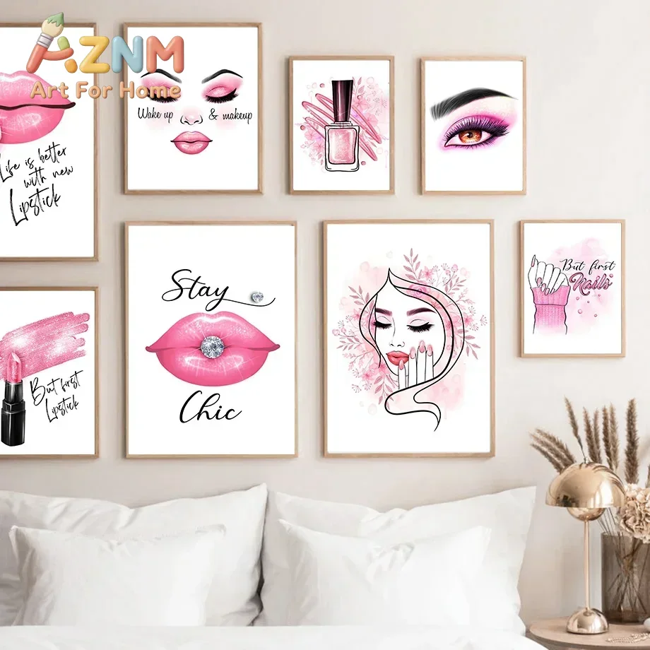 AZNM Frameless Canvas Wall Art - огляд і ціна Nail Art Pink