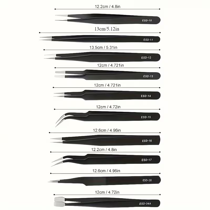 10Pcs Precision ESD Tweezers,  - огляд і ціна Nail Art Ombre