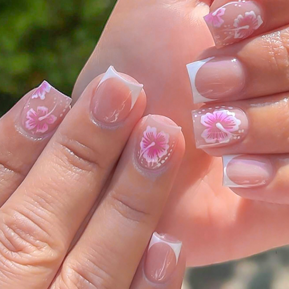 24Pcs French Flower False Nail - огляд і ціна Nail Art Press On