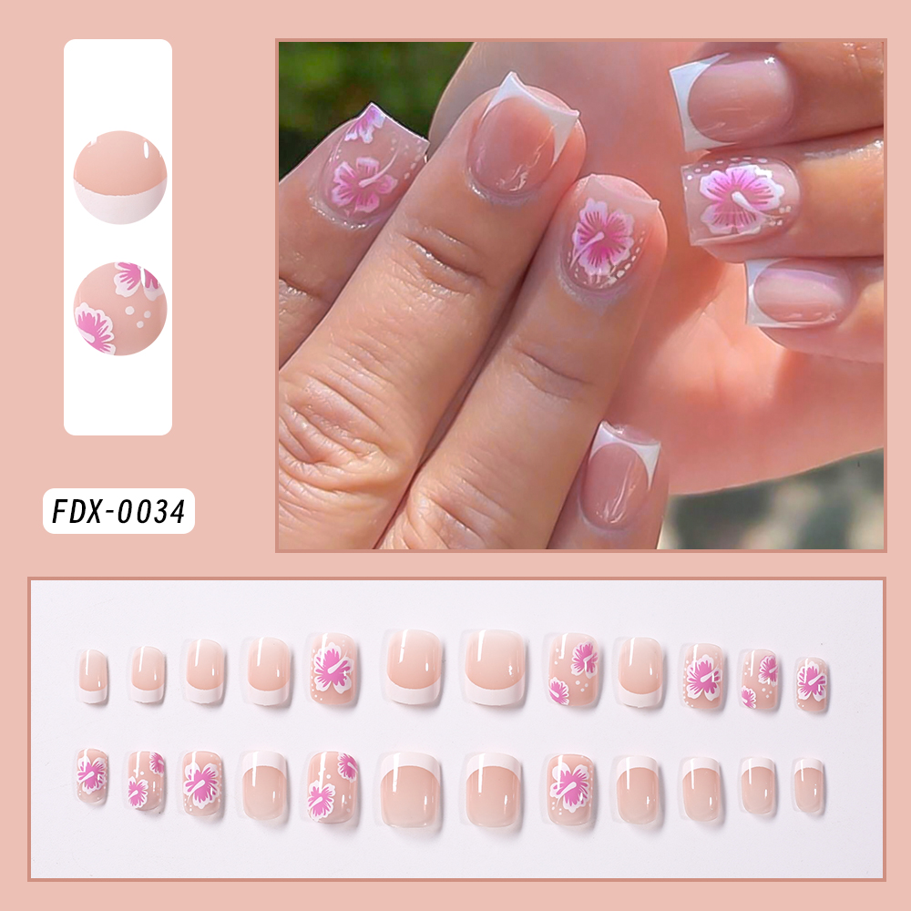 24Pcs French Flower False Nail - огляд і ціна Nail Art Press On