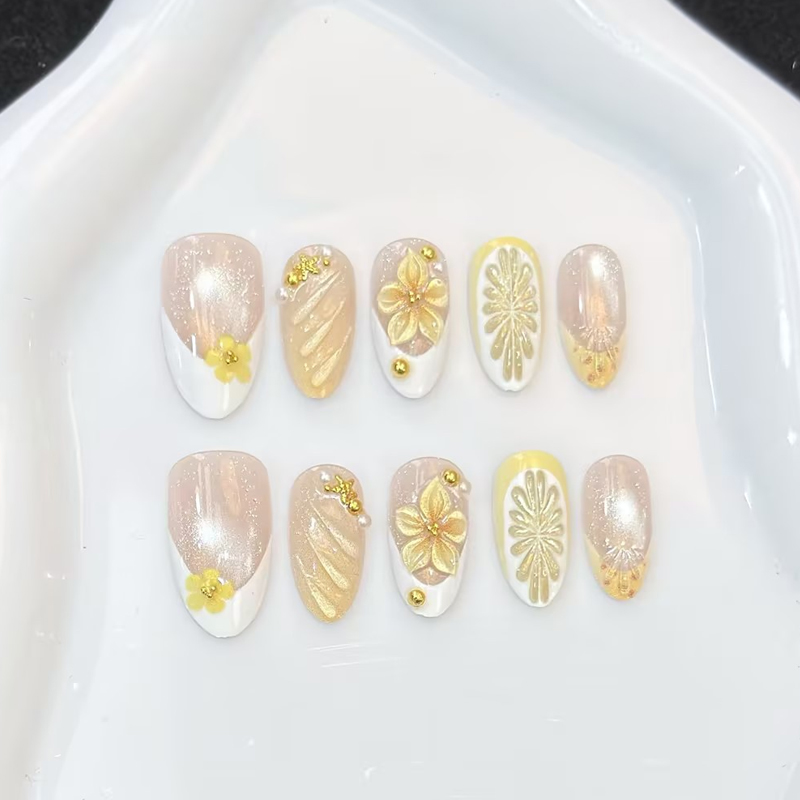 10Pcs New Pink Blue Yellow Flo - огляд і ціна Nail Art Pink