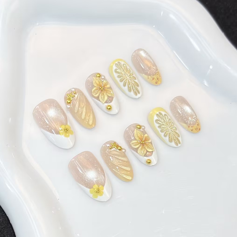 10Pcs New Pink Blue Yellow Flo - огляд і ціна Nail Art Pink